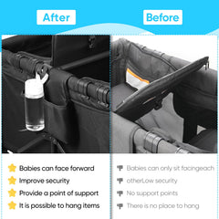 Universal Forward-Facing Stroller Wagon Support Bar,Length Adjustable Crossbar with Hook-Built in,Easy to Install & Remove Bus-Style Seating Upgrade Accessories
