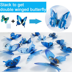 Ewong Butterfly Wall Decals 48PCS 3D Butterflies Decor Removable Mural Sticker Wall Art Home Decoration Kid Girl Bedroom Bathroom Baby Room Nursery Classroom Office Party (Blue)