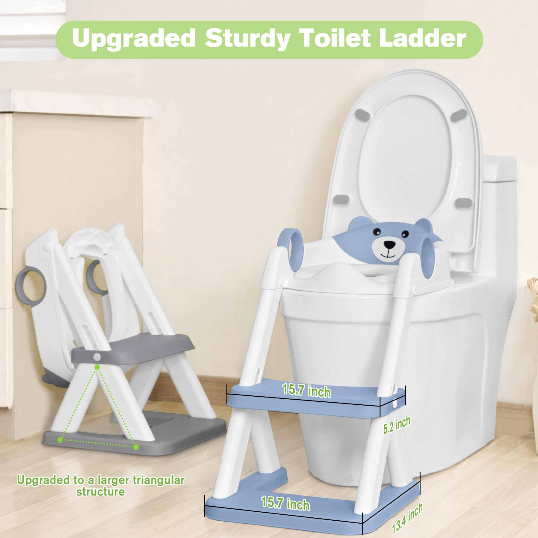 COOSEYA Toilet Seat, Potty Training Seat for Toddler, Upgraded 2-in-1 Potty Toilet Training for Boys and Girls,Waterproof Cushioned Mat with Non-slip Step Stool