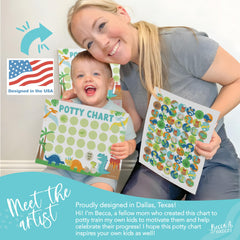 Hadley Designs potty-chart-dinosaur-boys-sticker-sheets showcases colorful stickers to motivate toddlers.