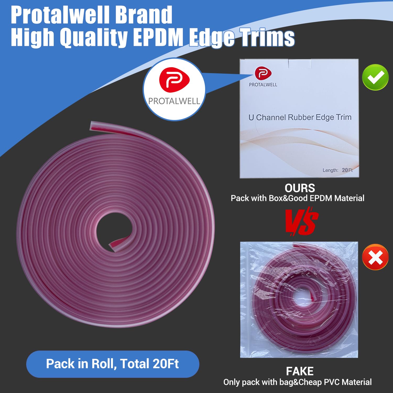 Protalwell Clear Rubber Edge Trim | Self-Adhesive U-Channel Edge Guard for Sheet Metal, Glass, and Flexi Glass