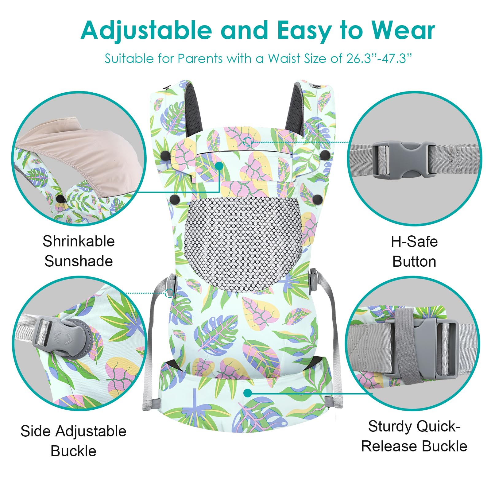 YooxArmor Infant Baby Front Carrier, Toddler Body Carrier, 7-66 Lbs Ergonomic Design, Lumbar Support, Lightweight Baby Chest Carriers (3-36 Months)
