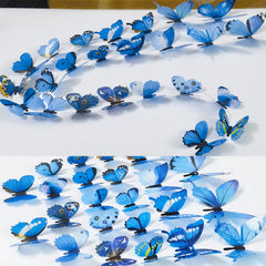 Ewong Butterfly Wall Decals 48PCS 3D Butterflies Decor Removable Mural Sticker Wall Art Home Decoration Kid Girl Bedroom Bathroom Baby Room Nursery Classroom Office Party (Blue)