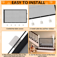 2 Pack Retractable Pet Gate for Doorways and Stairs, Mesh Gate for Dog, Cat, Indoor & Outdoor Use, One-Hand Operation, Easy Installation, 31" Tall, Expands to 59" Wide