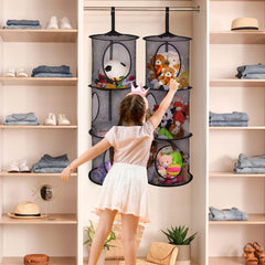 Basumee-mesh-compartments-see-through design lets you spot toys quickly.