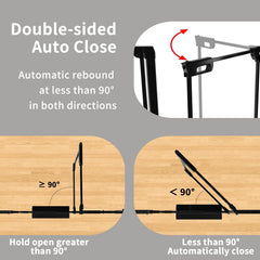WAOWAO Clear Baby Gate for Stairs Modern Design Acrylic Auto Close Pet Gate, 29.52-37.79" Wide Safety Baby Gate for Doorways,Black Clear Dog Gates Indoor,Hallways,Kitchen