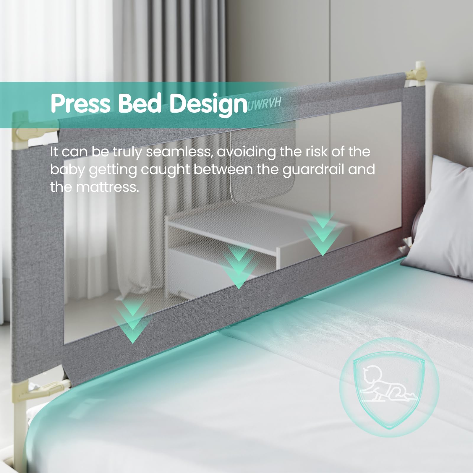 UWRVH Bed Rails for Toddlers - Adjustable One-Sided Guard for King/Full/Twin Beds (Grey, 74.8 in)