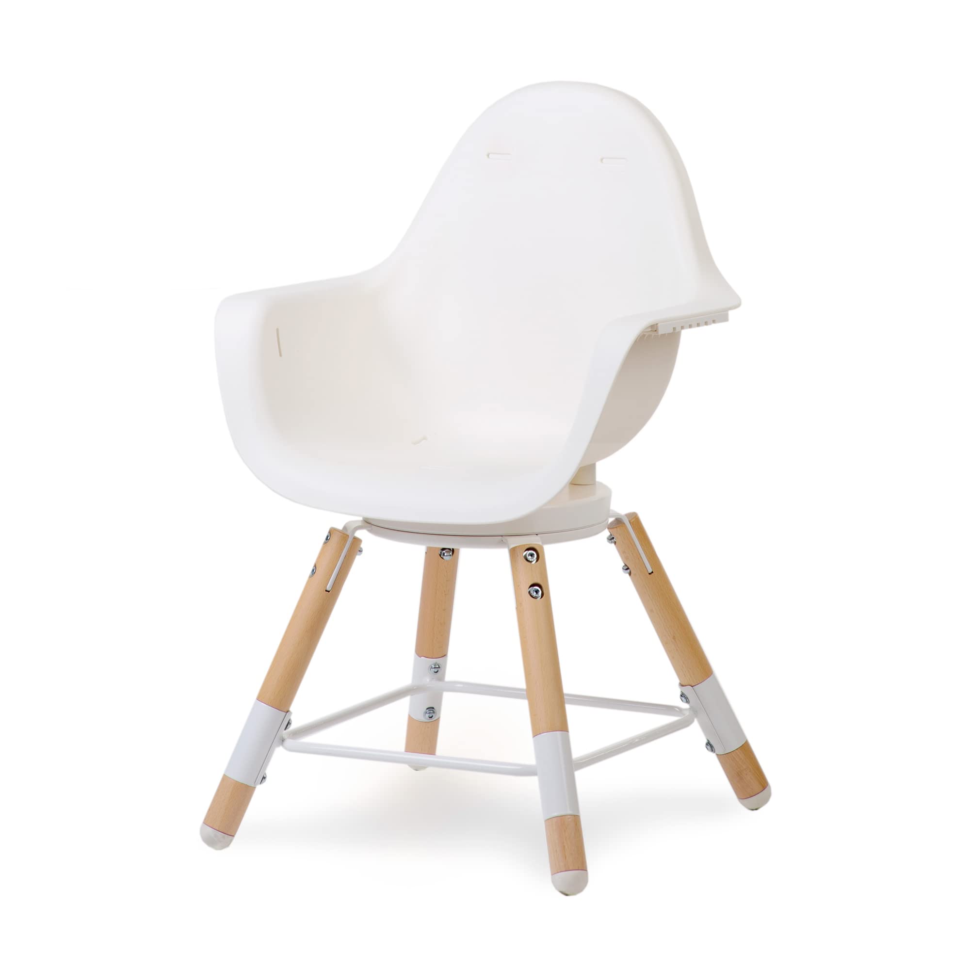 Childhome Evolu One.80° 2 in 1 Baby High Chair with 180° Swivel, Adjustable Height Baby High Chair, Sleek Modern with Beechwood Legs, White
