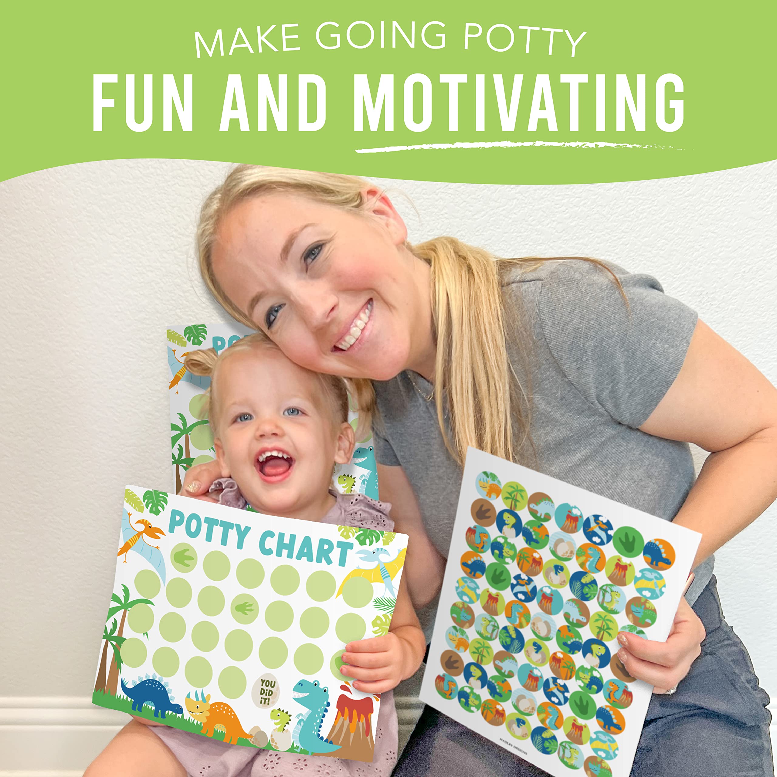 Hadley Designs potty-chart-dinosaur-boys-child-use shows kid engaging with rewards chart.