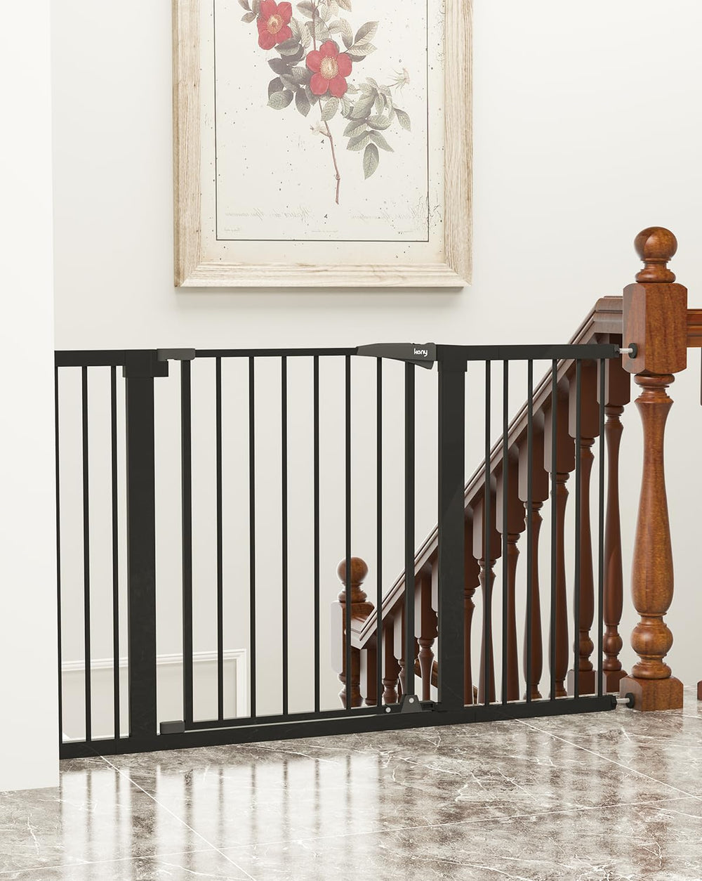keny baby gate stair-usage installation shows secure mounting on stairs