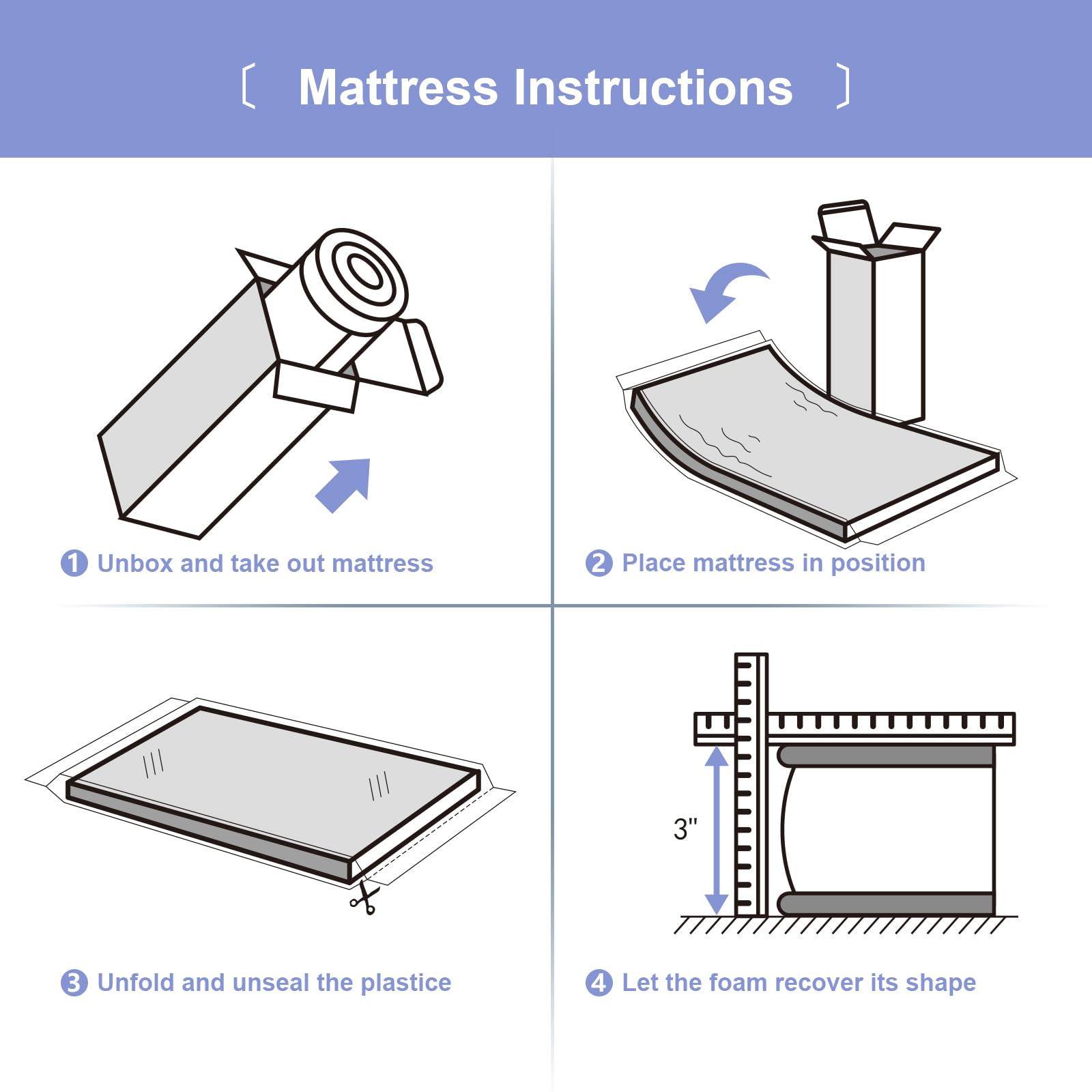 pareler bear 3"x24"x38" Mini Mattress, 38" Lx24 W Premium Foam Mattress, Waterproof Soft Breathable Outer Cover, White