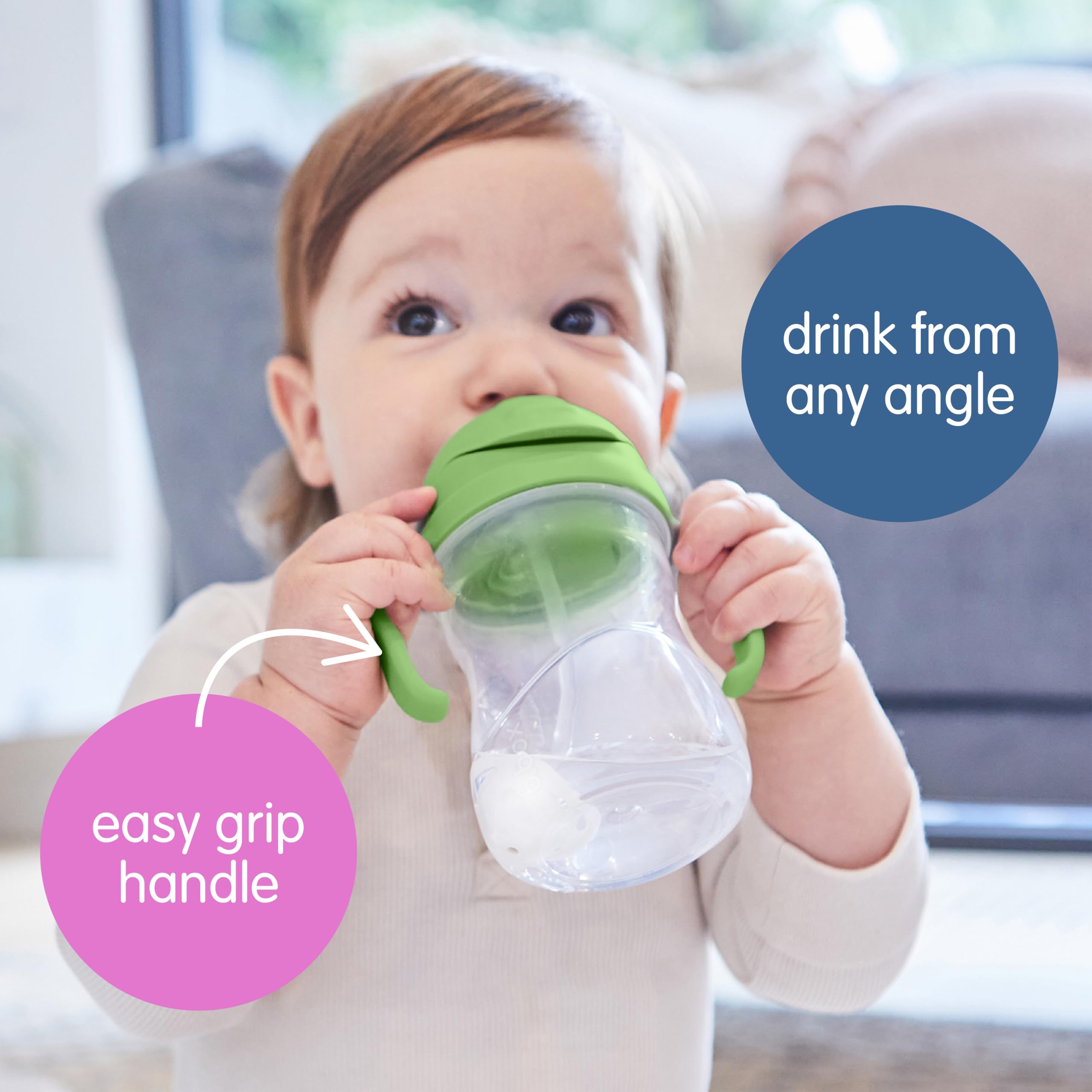 b.box Box Sippy Cup with Weighted Straw – Apple, 8oz | Leak-Proof, Easy-Grip, 6m+