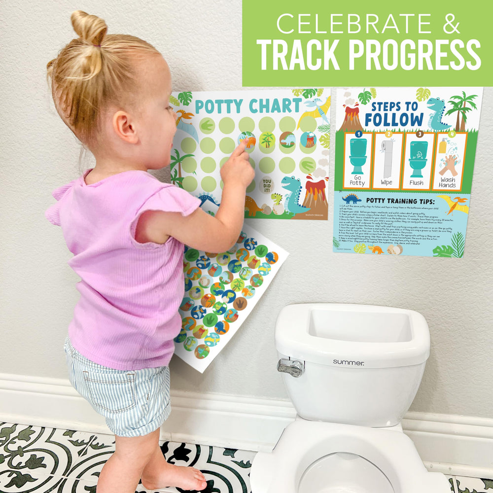 Hadley Designs potty-chart-dinosaur-boys-packaging-ready-kit emphasizes easy setup and motivation.