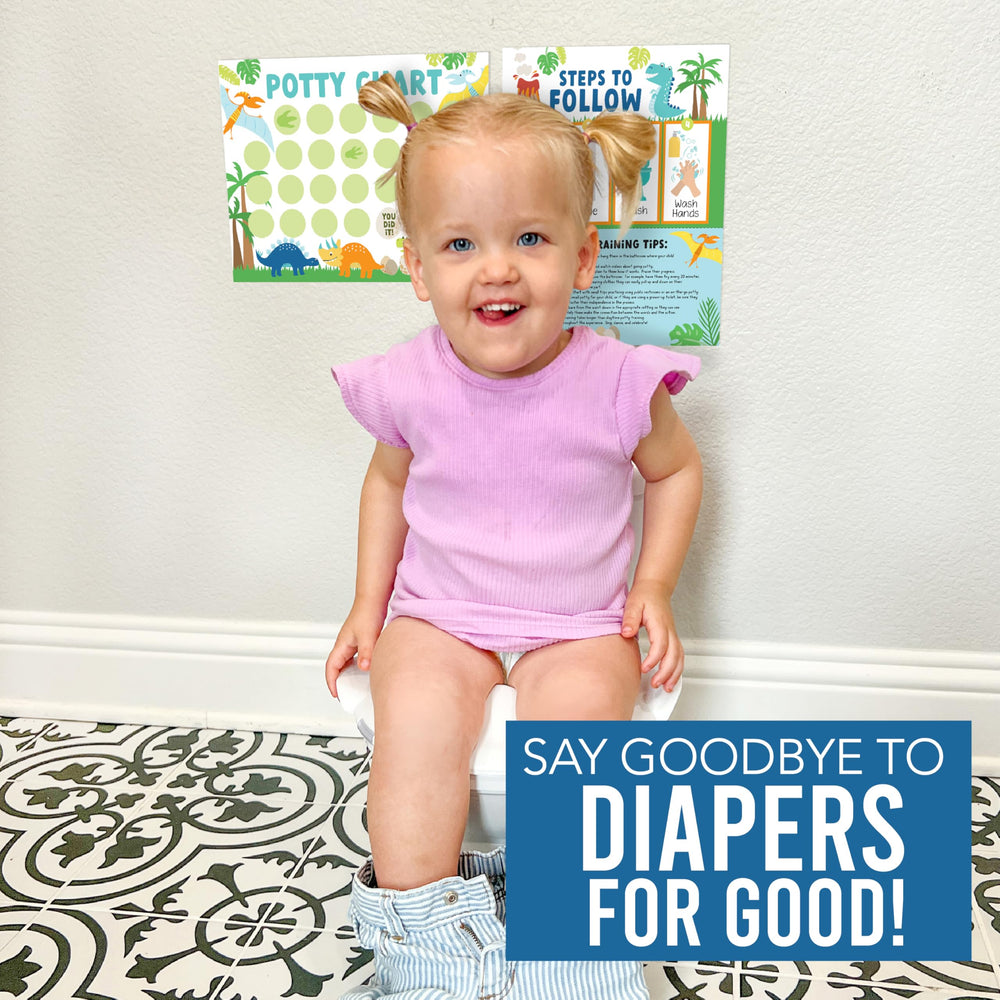 Hadley Designs dinosaur potty chart for kids in action encourages routine.