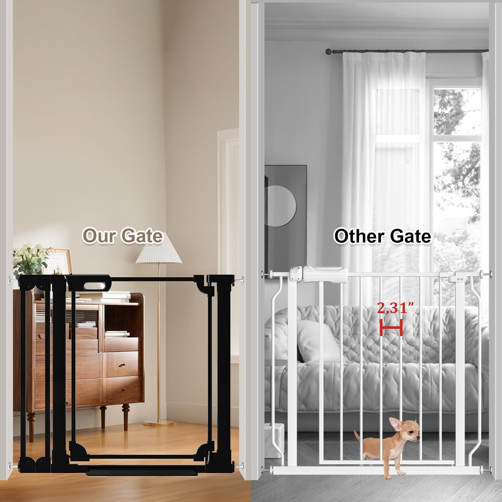 WAOWAO Clear Baby Gate for Stairs Modern Design Acrylic Auto Close Pet Gate, 29.52-37.79" Wide Safety Baby Gate for Doorways,Black Clear Dog Gates Indoor,Hallways,Kitchen