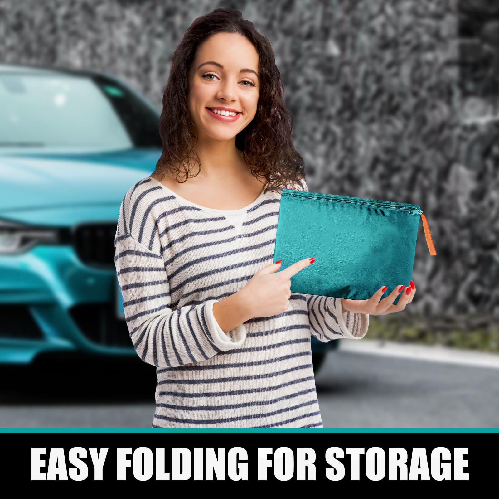 Imbsinvncy car seat travel bag includes front and top handles for easy lifting.