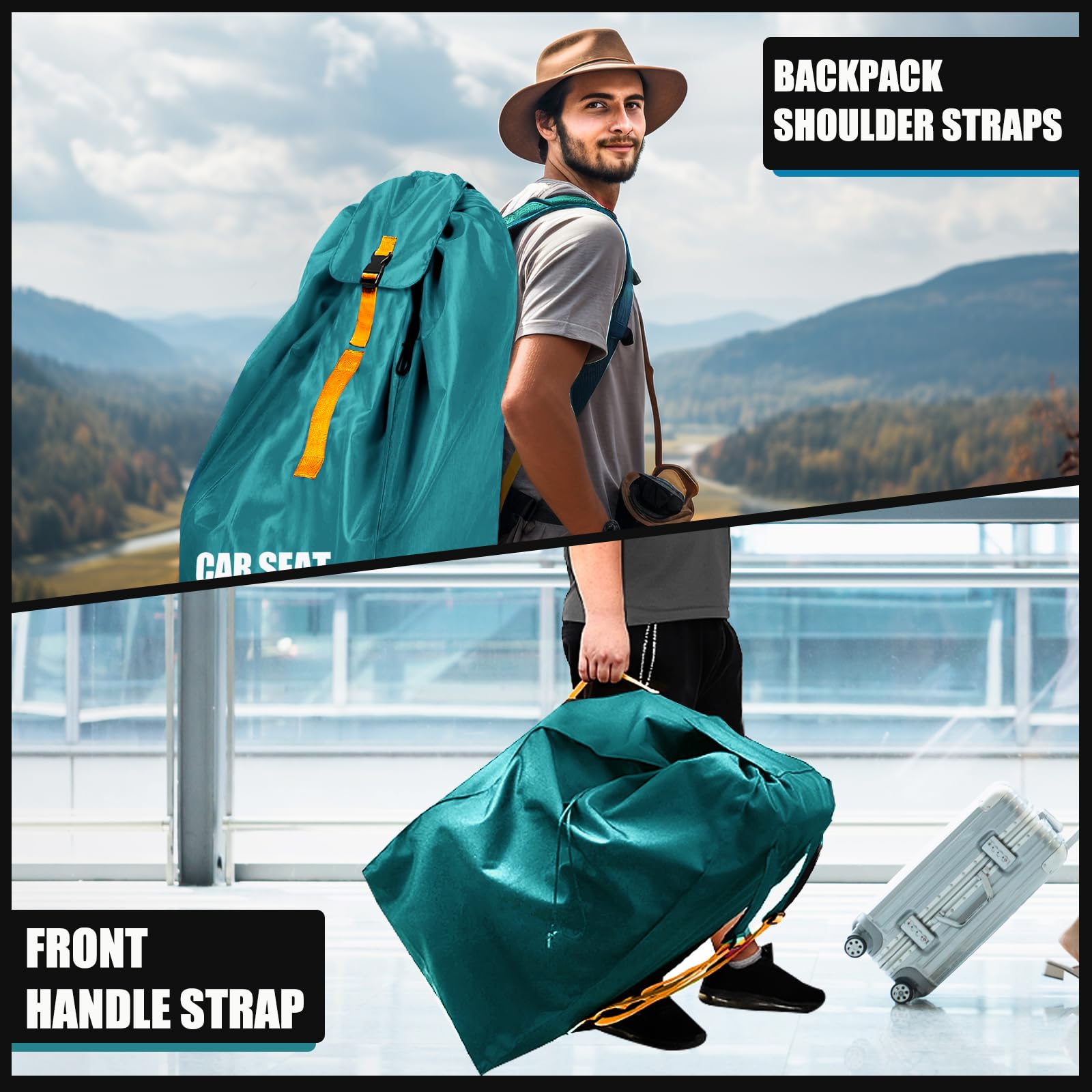 Imbsinvncy car seat travel bag is machine washable on delicate cycle for easy cleaning.