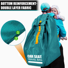 Imbsinvncy car seat travel bag shows adjustable padded shoulder straps for comfortable carrying.