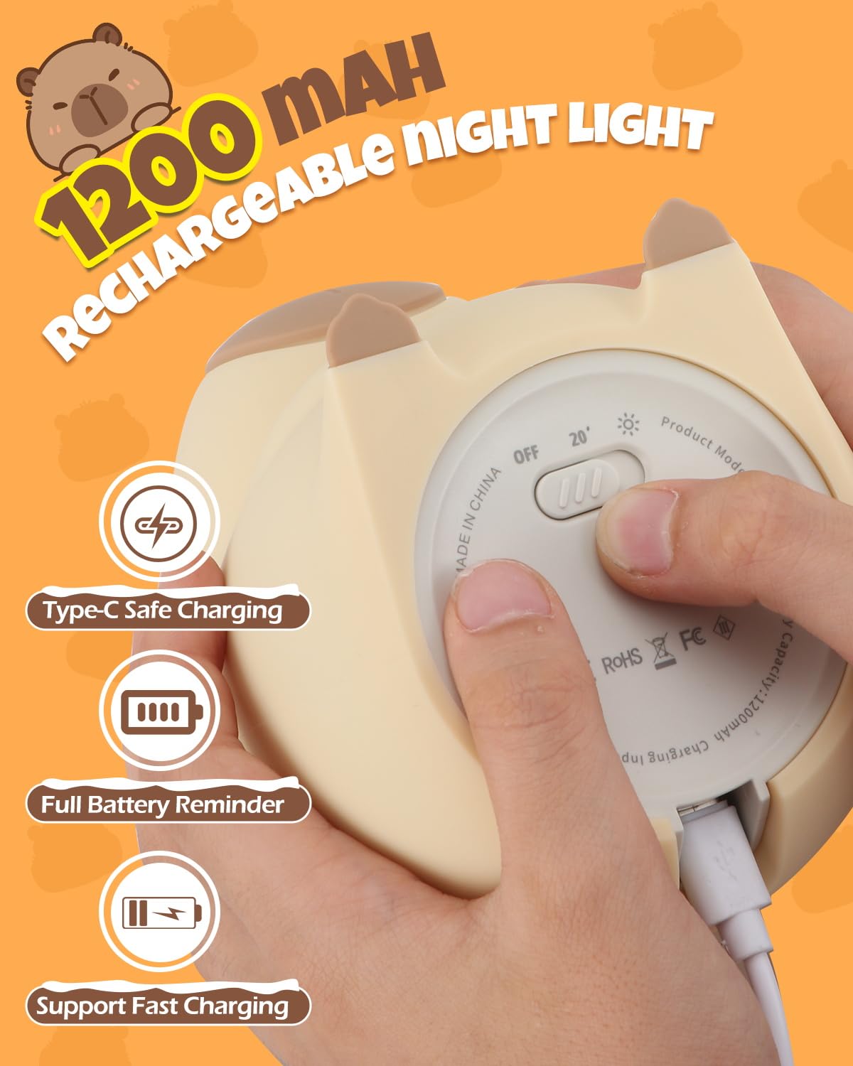IMMORROSA capybara night light makes a whimsical gift for kids and white elephant exchanges.