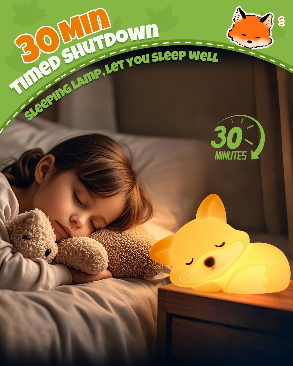 IMMORROSA Cute Fox Night Light glows softly for bedtime routines