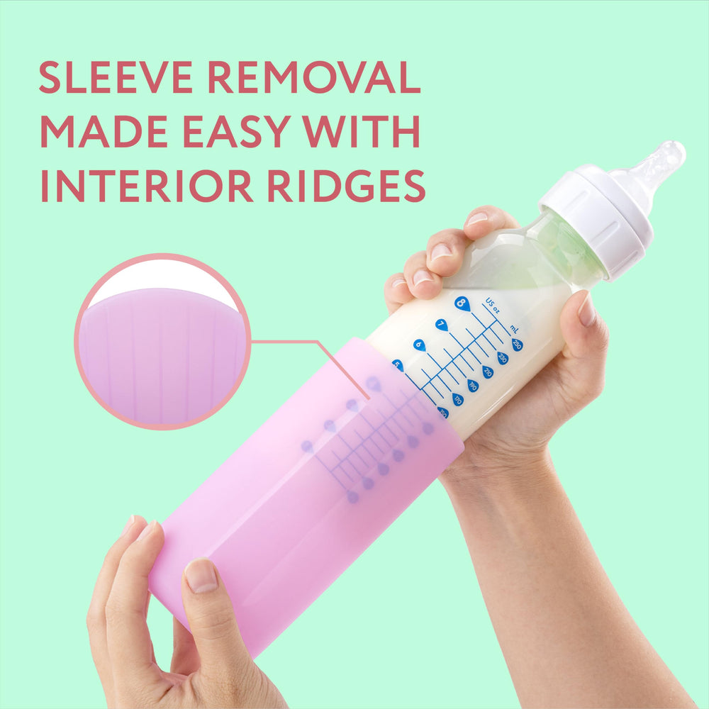 IMPRESA dishwasher-safe bottle sleeve simplifies cleanup after feeding.