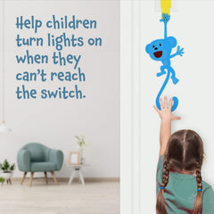 IMPRESA Monkey Light Switch Extender in yellow enables easy, kid-friendly light control.