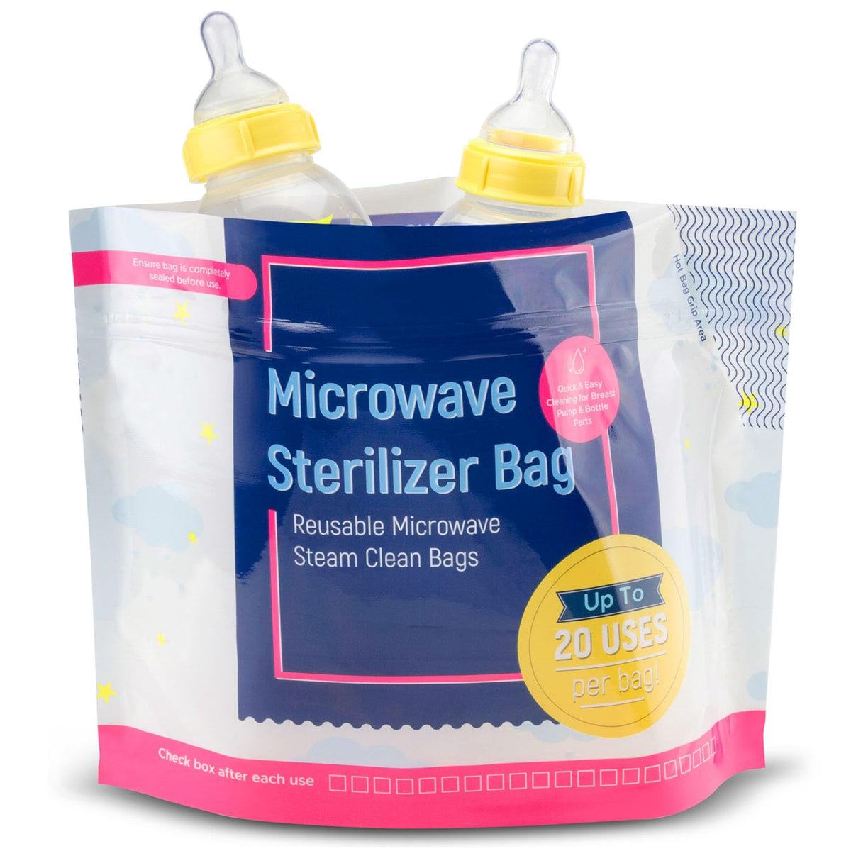 IMPRESA microwave baby bottle steam bags ready for quick on-the-go cleaning and sterilization