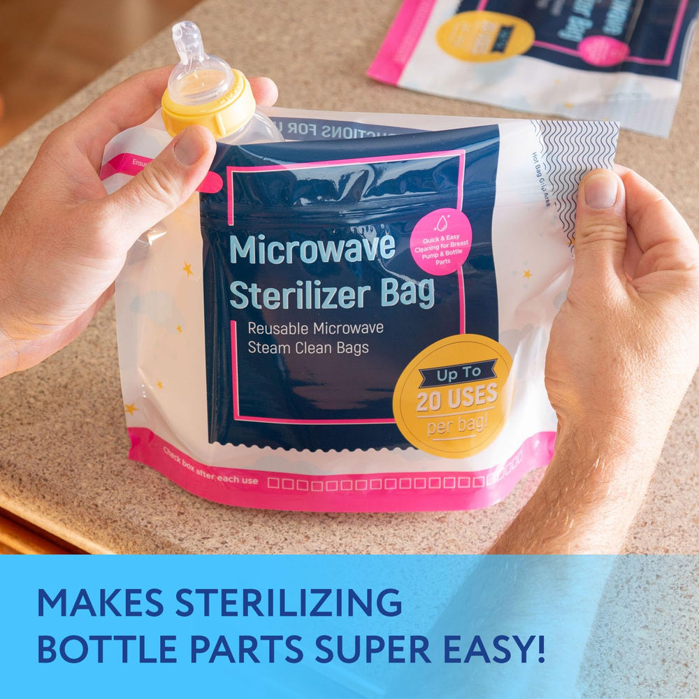 IMPRESA steam bag used to clean breast pump parts with microwave efficiency