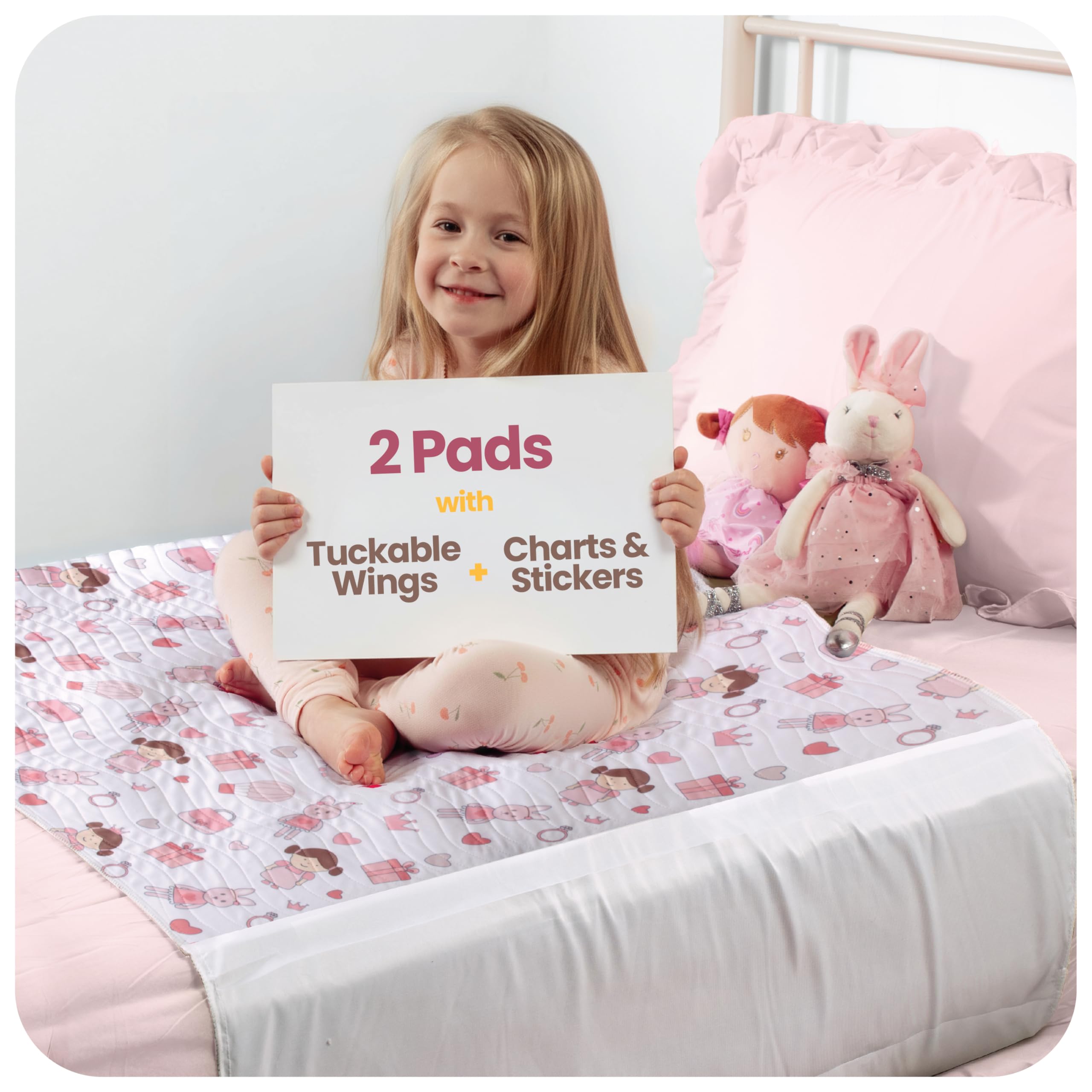 IMPROVIA Toddler Bed Wetting Pad top view offers overnight protection.