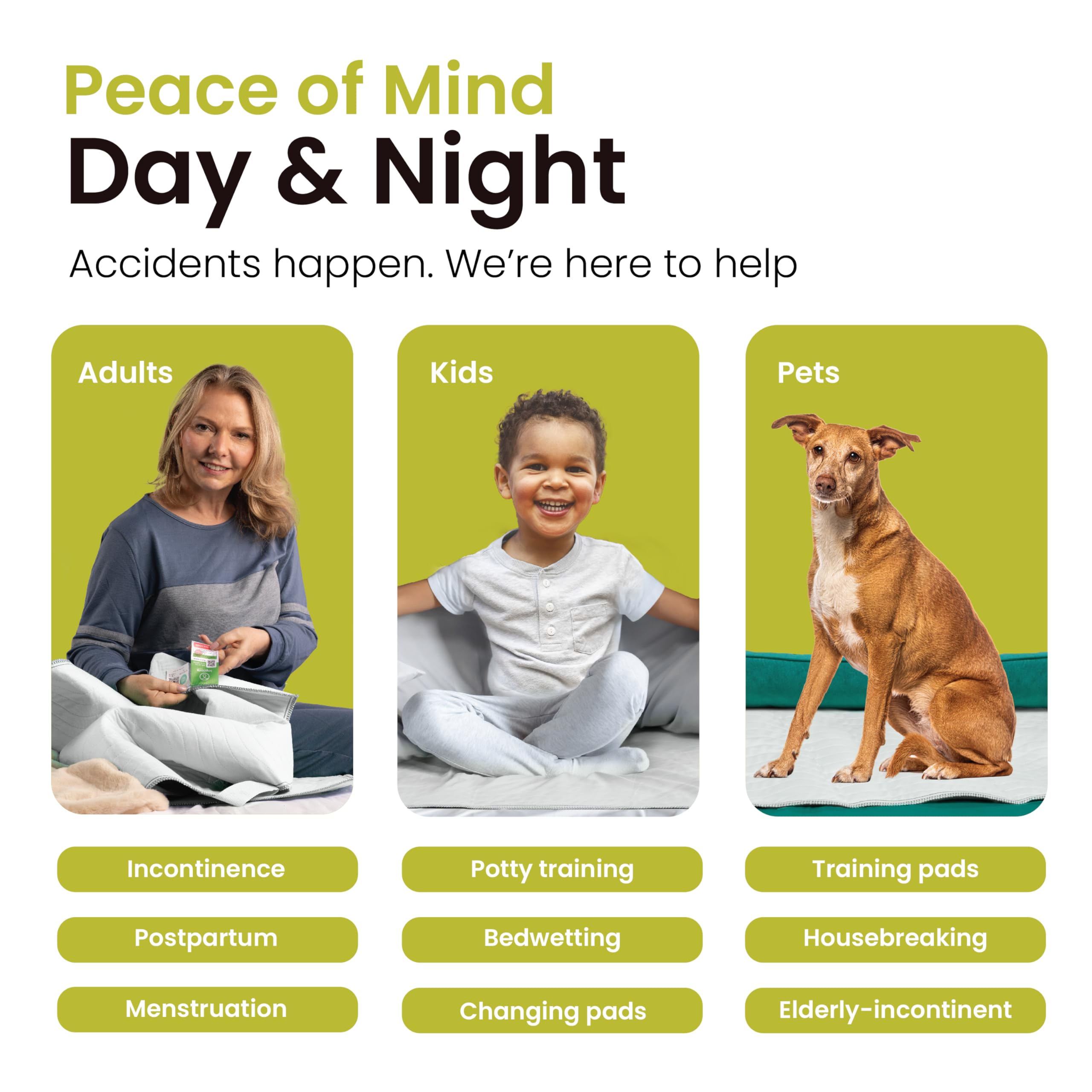IMPROVIA underpads suitable for kids, adults, and pets for versatile protection.