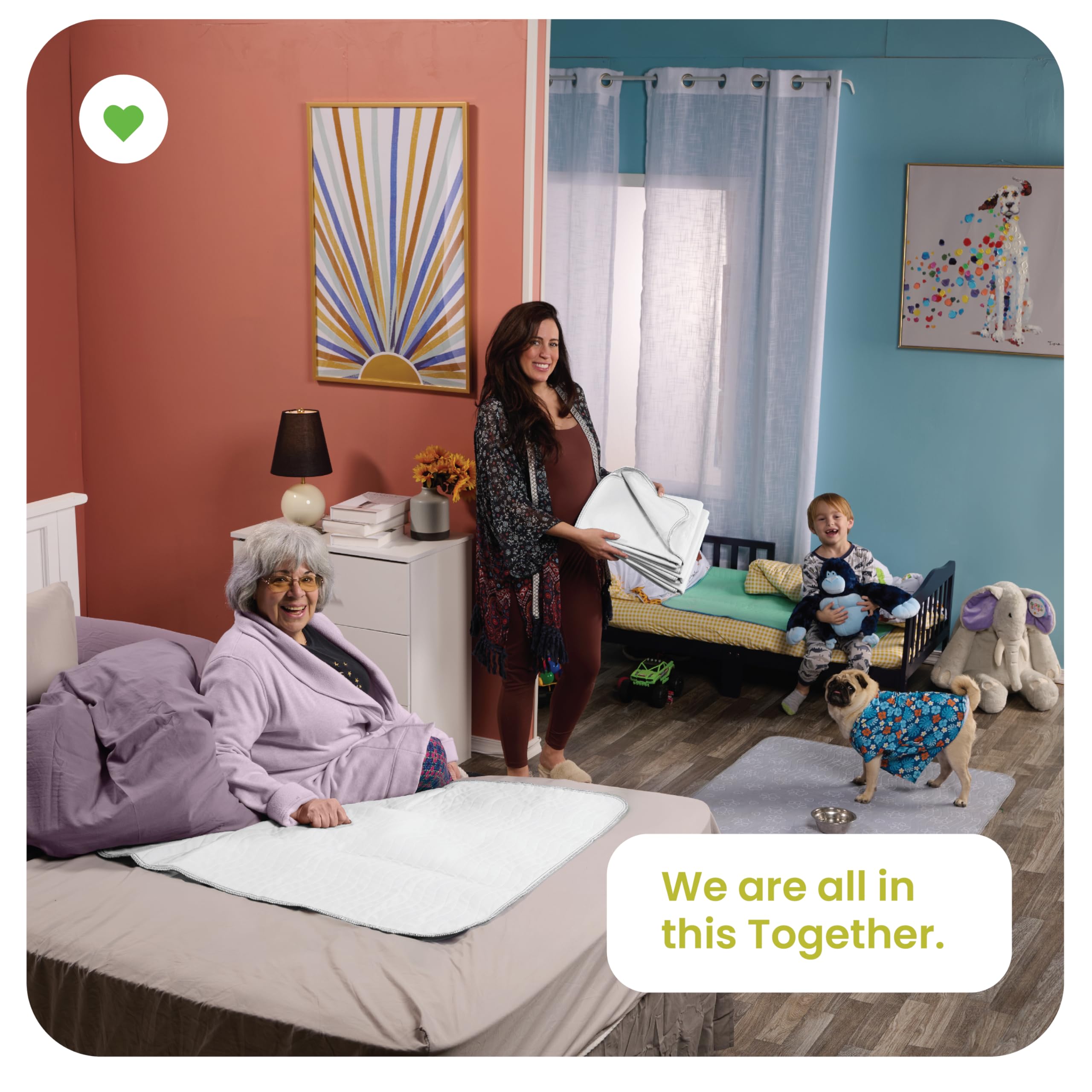IMPROVIA white-white underpads blend with home décor while providing practical protection.