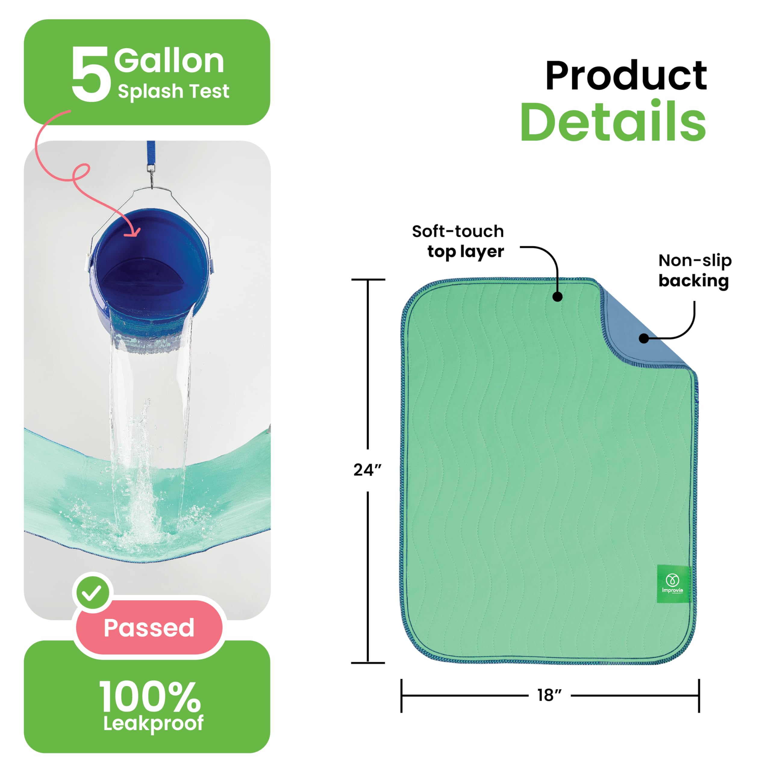 IMPROVIA underpads with soft top fabric for skin comfort