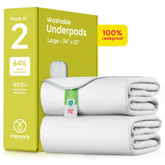 IMPROVIA washable underpads with edge coverage for leak containment.
