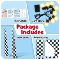 Imprsv marquee numbers show checkered design details for racing-themed celebrations.