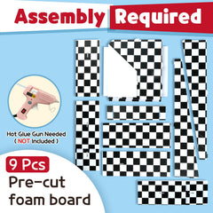 imprsv marquee-numbers checkered-pattern-detail emphasizes race-car theme for party backdrops.
