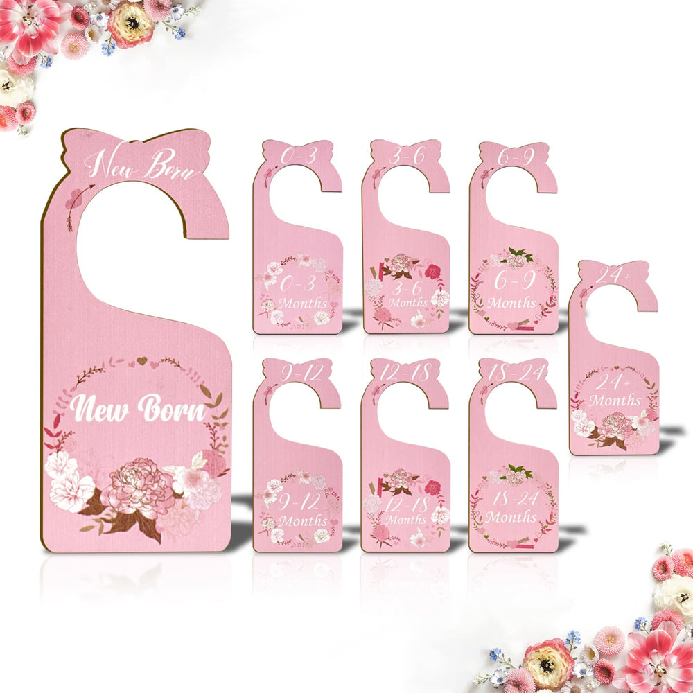 Imtively baby closet dividers with pink flowers keep newborn to 24 months organized and accessible for outfit matching.