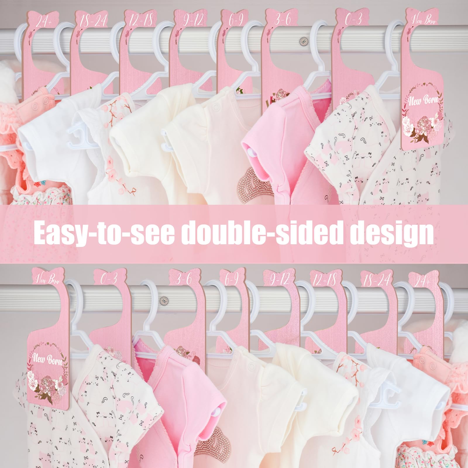 Imtively wooden clothes organizer blends soft finish with boho nursery decor.