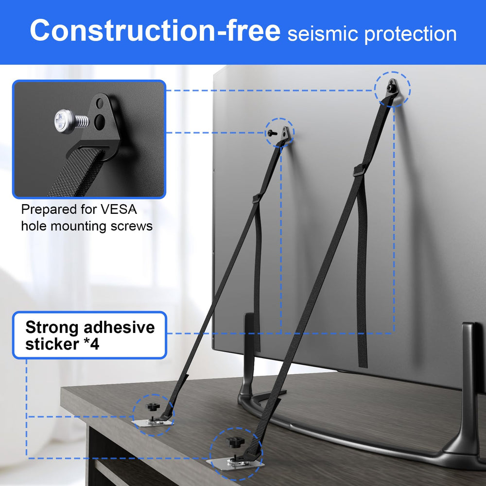 IMtKotW length-adjust buckle showcases adjustable length for TVs up to 85 inches.