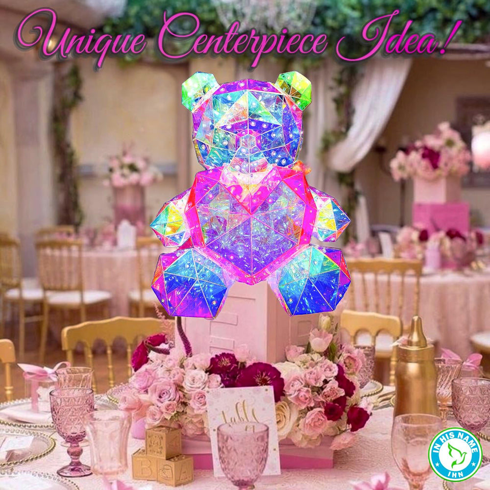 In His Name 3D holographic bear design with captivating glow.