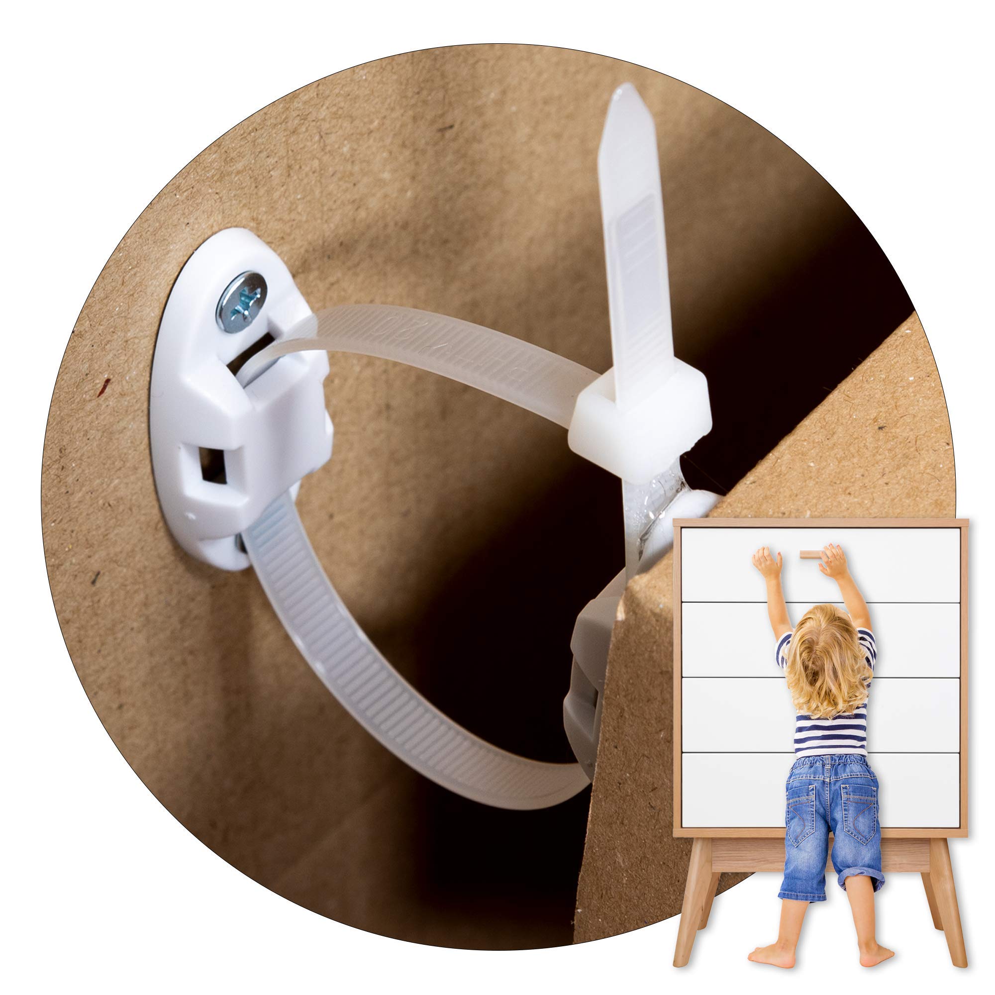 Inaya 12-pack wall attachment anchors secure furniture for childproofing and safety.