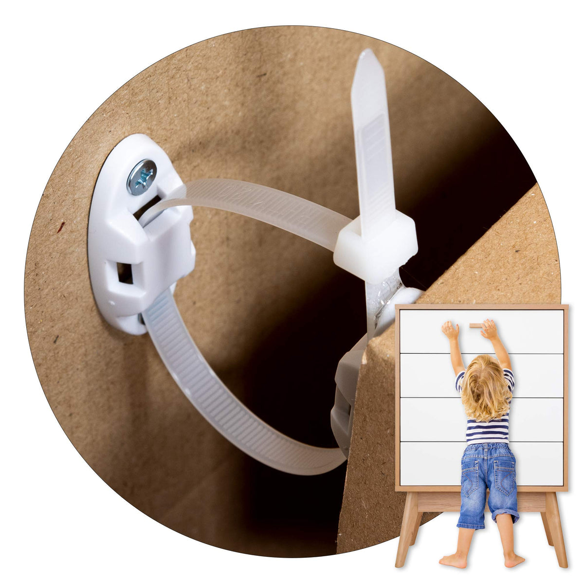 Inaya 12-pack wall attachment anchors secure furniture for childproofing and safety.