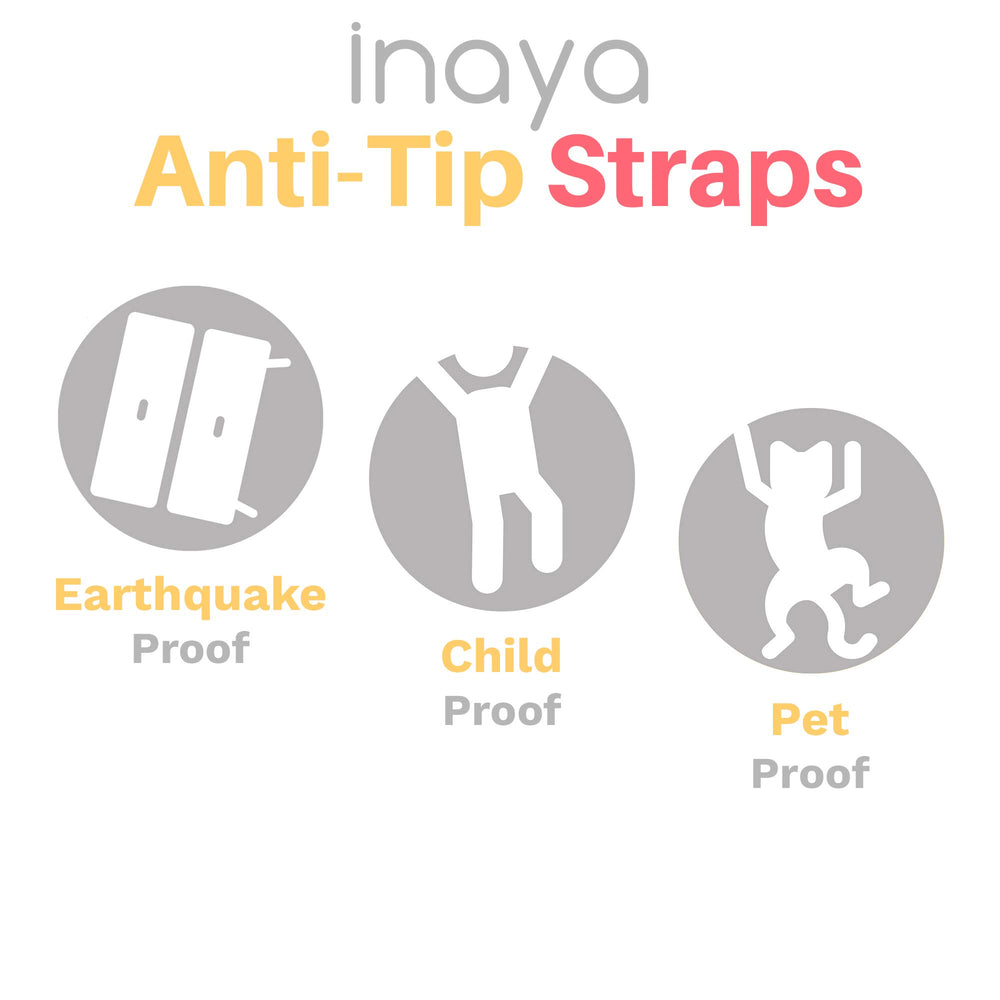 Inaya safety straps with quick detach allow flexible room reconfiguration.