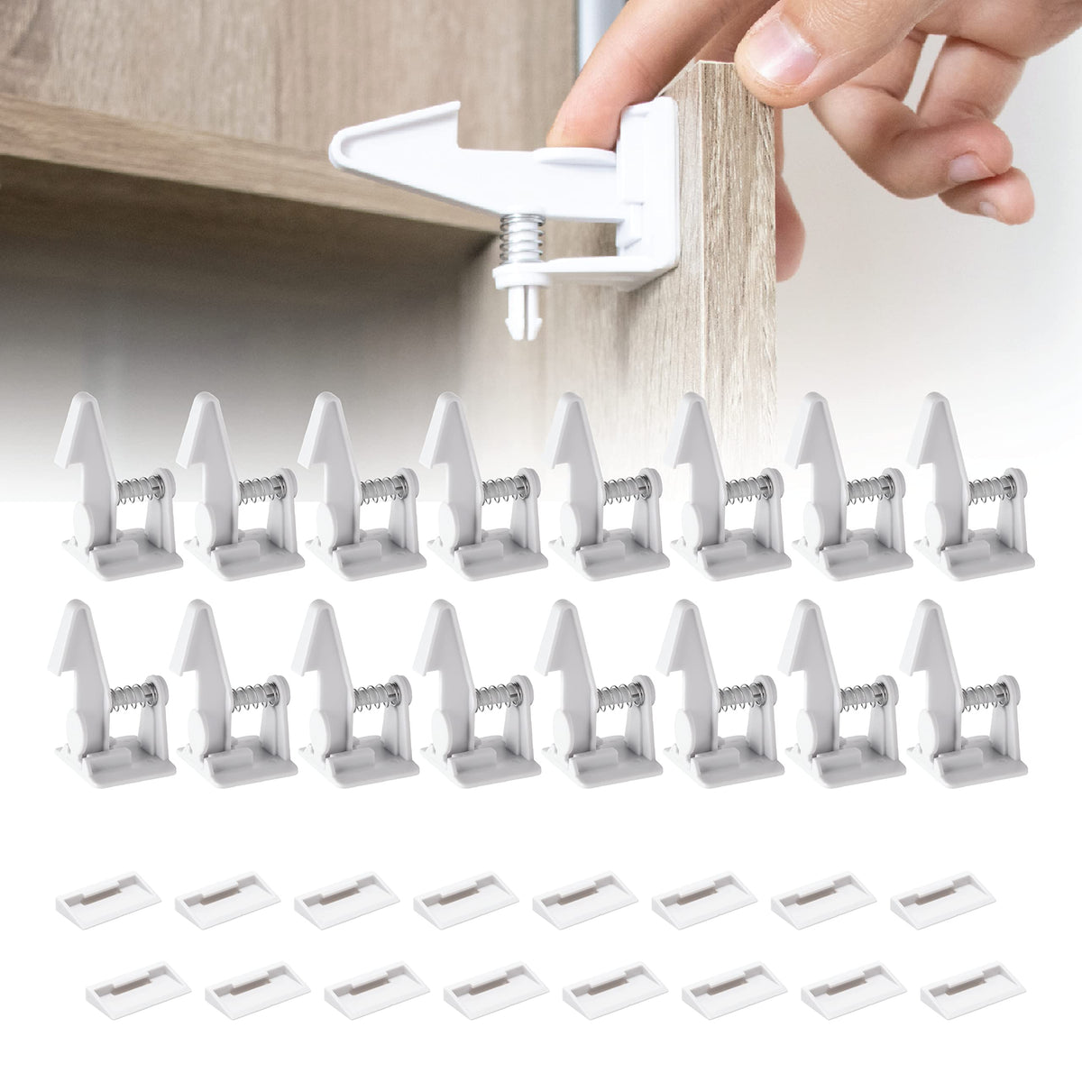 Inaya 16-pack cabinet locks in packaging showcase seamless design for home safety