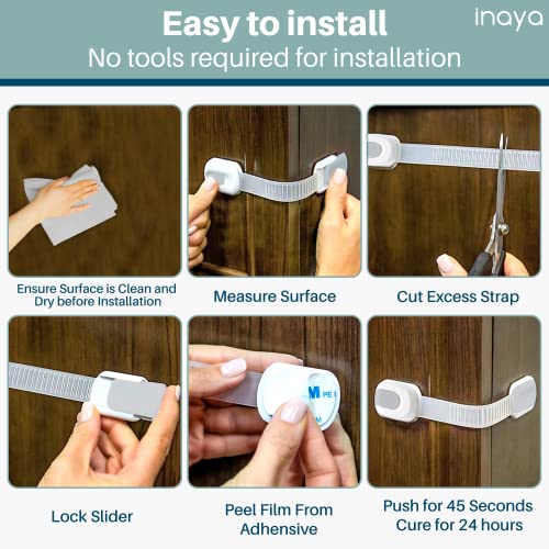 Inaya 5-pack cabinet latches on microwave cabinet protect small hands