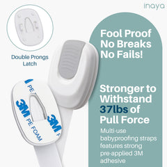 Inaya 5-pack cabinet latches on toilet-seat lid help keep bathroom safe