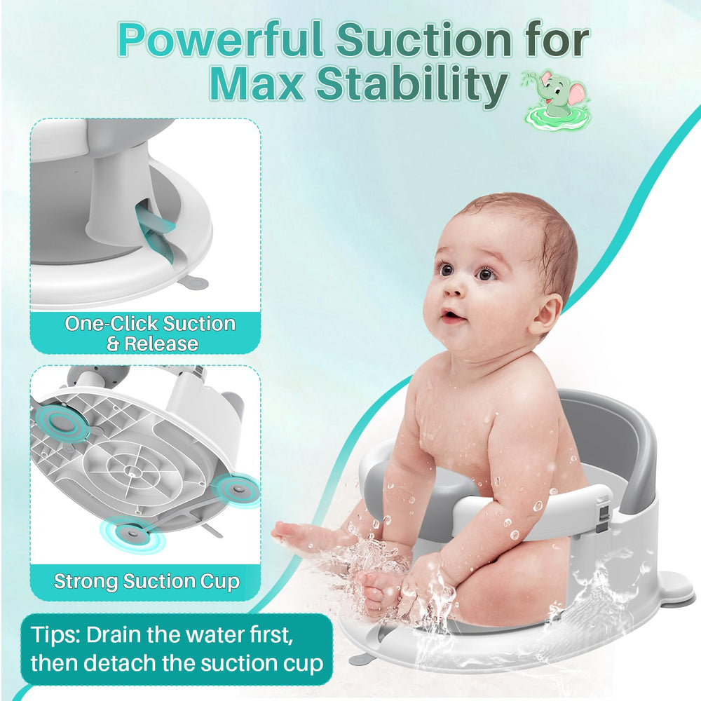 Inaya Baby Bath Seat blue ergonomic design supports comfortable infant sitting.