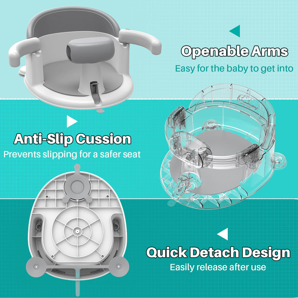 Inaya Baby Bath Seat in-use demonstrates open design for easy access.