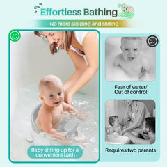 Inaya Baby Bath Seat blue suction cups grip securely for stable bathing.
