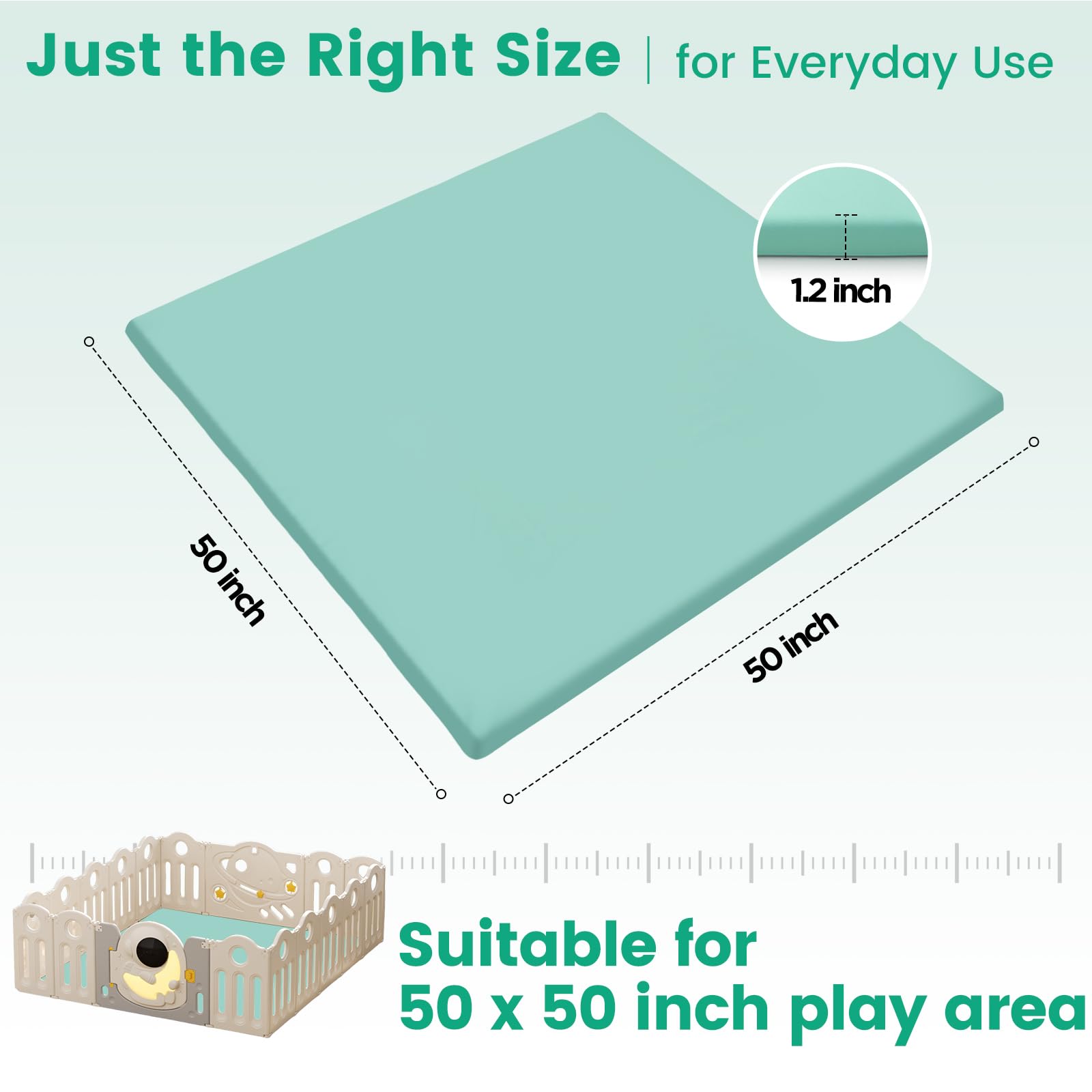 Inaya Baby Play Mat Green ideal for diaper changes and quick cleanup