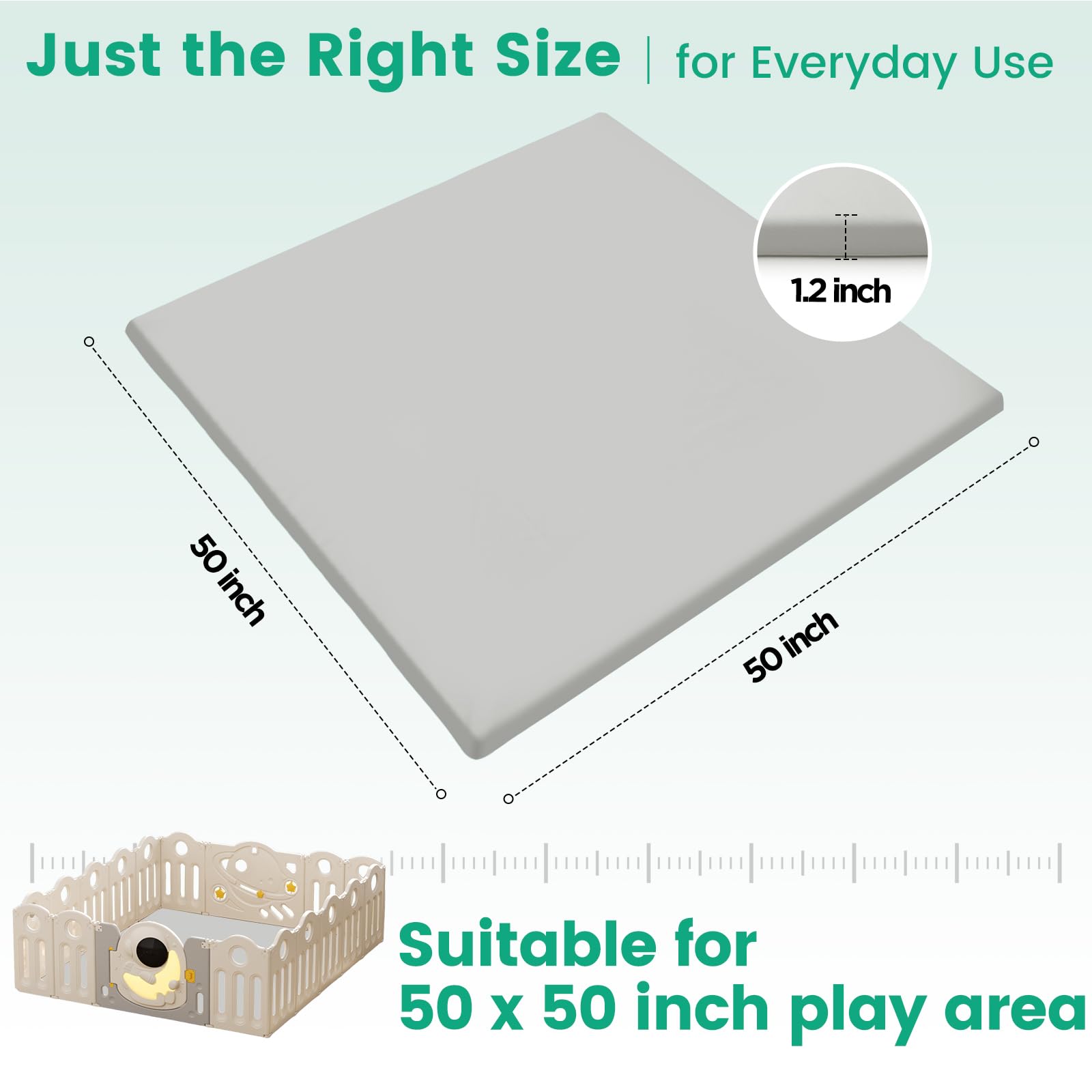 Inaya Baby Play Mat Grey diaper change session, cleanable surface for quick resets.